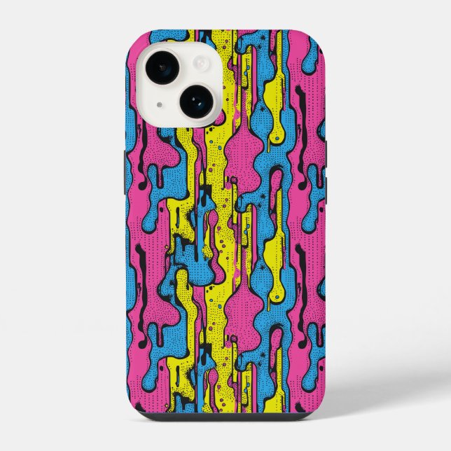 "Vibrant Retro Pop Art Drip Pattern  Iphone Case (Back)