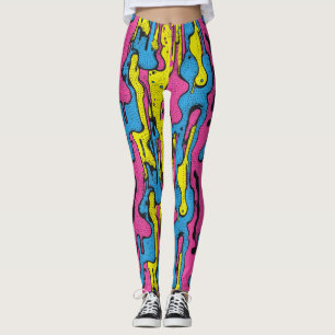 "Vibrant Retro Pop Art Drip Pattern Leggings