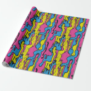 "Vibrant Retro Pop Art Drip Pattern Wrapping Paper
