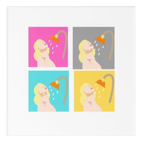 Vibrant Retro Shower Girl Pop Art