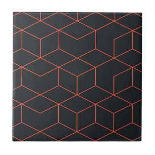 Vibrant, retro, simple, cool, trendy cube pattern ceramic tile