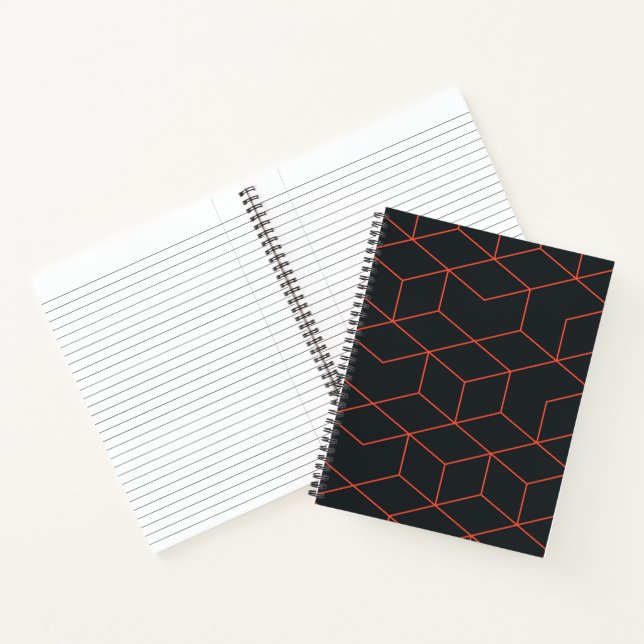 Vibrant, retro, simple, cool, trendy cube pattern notebook (Inside)