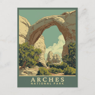 Vibrant Retro-Style Arches National Park Postcard