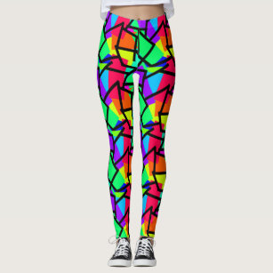 Poppin - memphis throwback retro 1980s 80s style classic trendy hipster  pattern bright neon dorm Leggings by Wacka