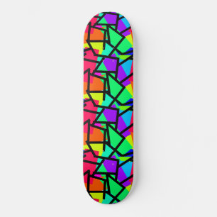 Vibrant Retro Style Geometric 80s Memphis Design Skateboard