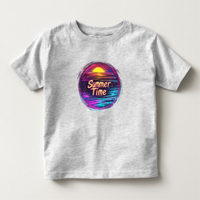 Vibrant Retro “Summer Time” Sunset T-Shirt (Front)