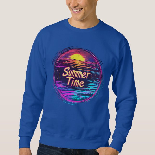 Vibrant Retro “Summer Time” Sunset T-Shirt Sweatshirt (Front)