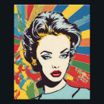 Vibrant Retro Woman Pop Portrait Art Photo Print<br><div class="desc">This eye-catching artwork is a vibrant example of modern pop art, blending retro aesthetics with bold, contemporary color schemes. The AI-generated photo enlargement print features a striking portrait of a woman, reminiscent of classic 1960s pop art, set against a backdrop of energetic, multicolored rays. The intense hues and clean lines...</div>