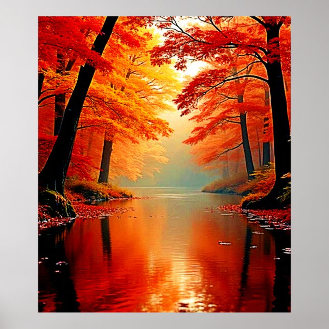 Vibrant River of Autumn Gold Design Poster (Front)