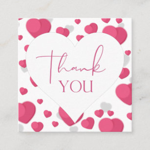 Vibrant Romantic Hearts Valentines Day Thank You Square Business Card