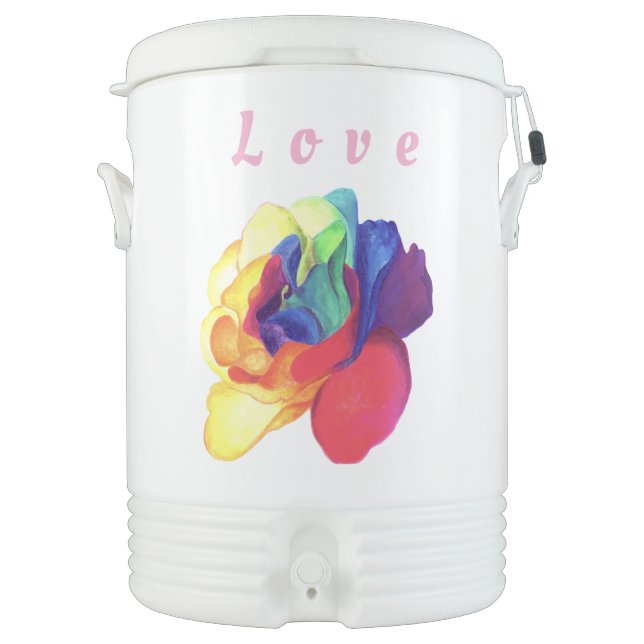 Vibrant Romantic Rainbow Rose Beverage Cooler (Front)