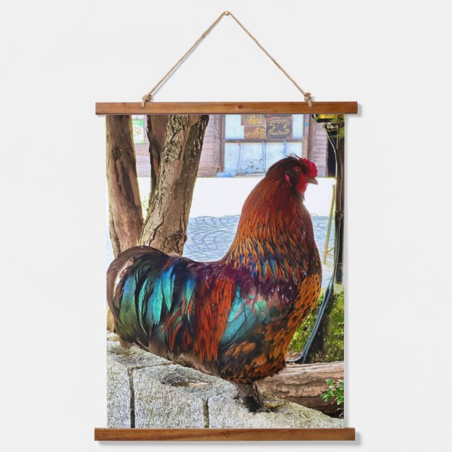 Vibrant Rooster Tapestry - Colorful Wall Art (Front)