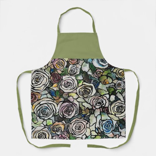 Vibrant Rose Floral Bouquet Apron