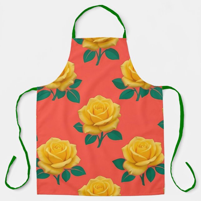 Vibrant Rose Floral Professional Culinary Apron (Front)