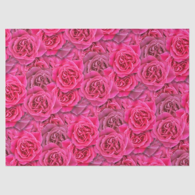 Vibrant Rose Flowers Seamless Pattern Floral Pink Tissue Paper (Front)