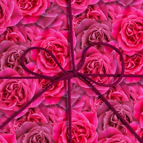 Vibrant Rose Flowers Seamless Pattern Floral Pink Wrapping Paper