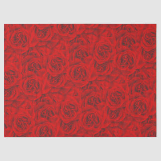 Vibrant Rose Flowers Seamless Pattern Floral Red Tissue Paper