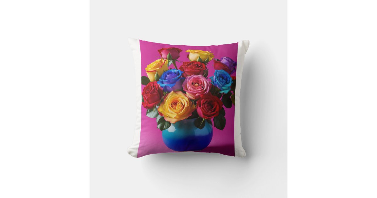 Vibrant Rose Garden Pillow Cover Zazzle