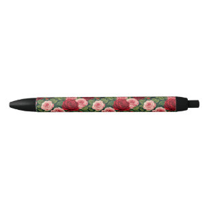 Vibrant Rose Pattern With Red And Pink Roses Pen