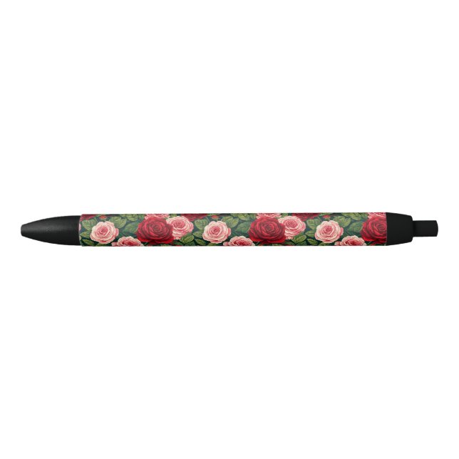 Vibrant Rose Pattern With Red And Pink Roses Pen (Front)