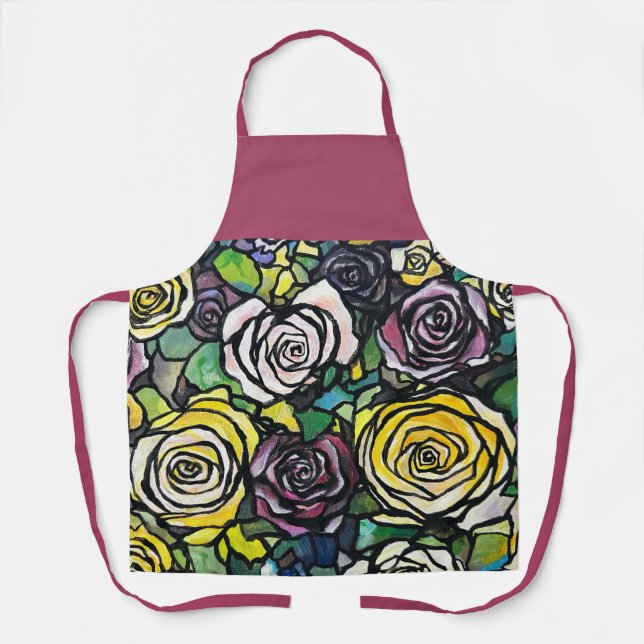Vibrant Roses Bouquet Apron (Front)
