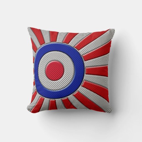 Vibrant Roundel Sunburst Design Carbon Fiber Style Throw Pillow