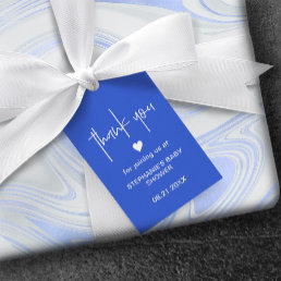 Vibrant Royal Blue Baby Shower With Tiny Heart Gift Tags