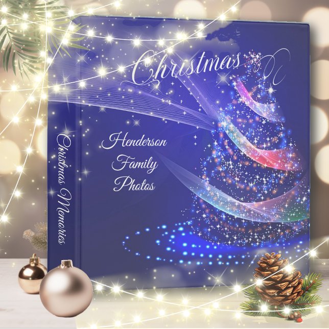 Vibrant Royal Blue Christmas Tree Photo 3 Ring Binder (Creator Uploaded)
