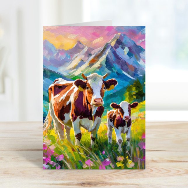 Vibrant Rural Landscape with Cows Card (Creator Uploaded)