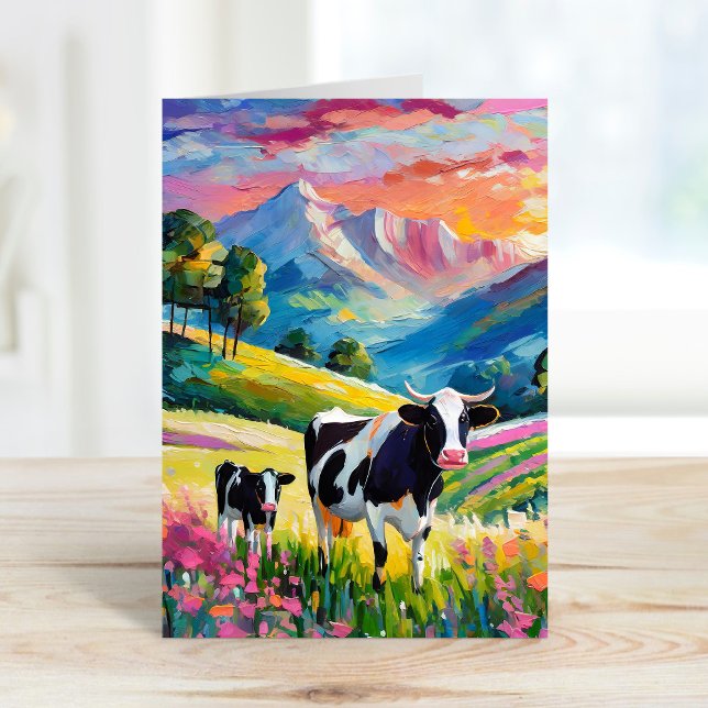 Vibrant Rural Landscape with Cows Card (Creator Uploaded)