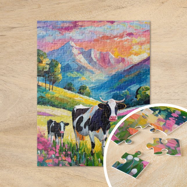 Vibrant Rural Landscape with Cows Jigsaw Puzzle (Creator Uploaded)