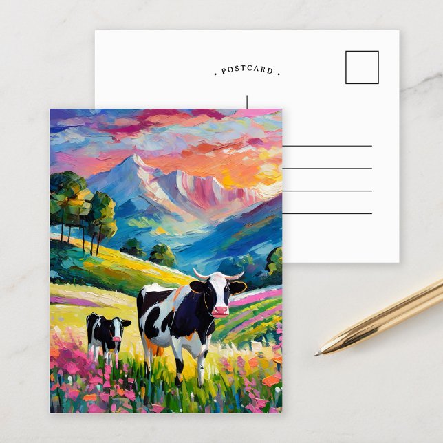 Vibrant Rural Landscape with Cows Postcard (Creator Uploaded)