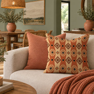 Vibrant Rust African Heritage Throw Pillow Decor
