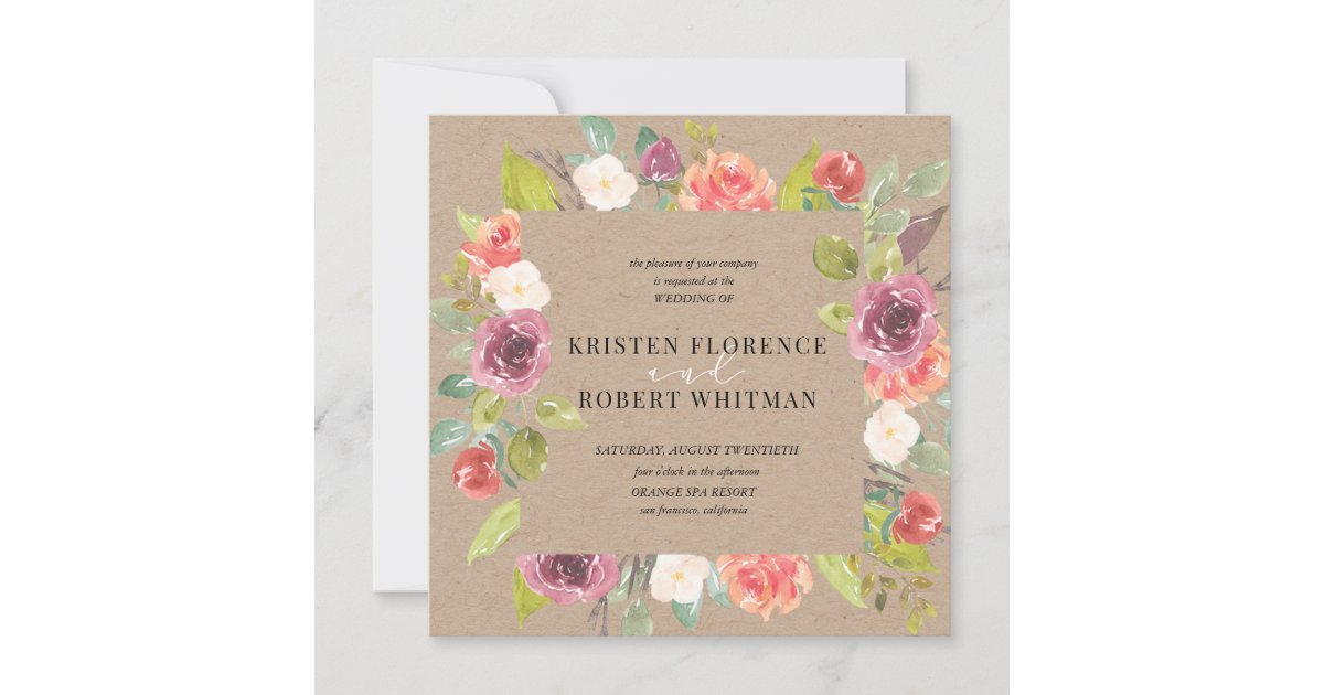 Rustic Summer Invitations Vibrant Rustic Summer Floral Wedding Invitation | Zazzle