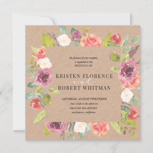 Vibrant Rustic Summer Floral Wedding Invitation