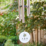 Vibrant Rustic Wildflowers Monogram Wedding Gift Wind Chime<br><div class="desc">A boho wedding gift featuring a colorful watercolor wildflower bouquet with blue,  yellow,  purple and pink flowers,  and couple's initials and wedding date.</div>