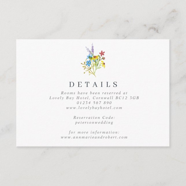 Vibrant Rustic Wildflowers Wedding Enclosure Card (Front)