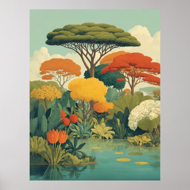 Vibrant Safari Jungle Scene Poster (Front)