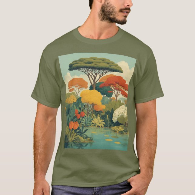 Vibrant Safari Jungle Scene T-Shirt (Front)