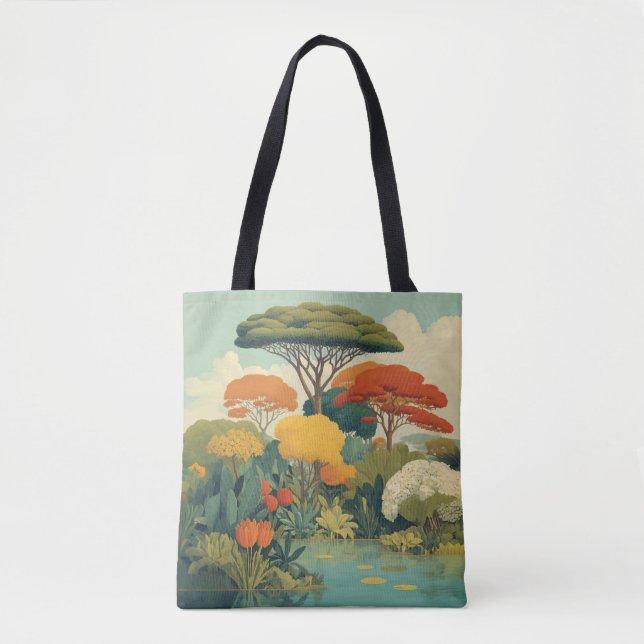Vibrant Safari Jungle Scene Tote Bag (Front)