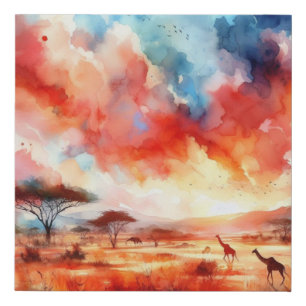 Vibrant Safari Sunset Faux Canvas Print