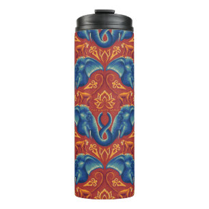 Vibrant Safari Tapestry Pattern - The White Lotus Thermal Tumbler