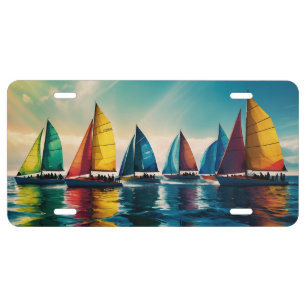 Vibrant Sailing Regatta License Plate