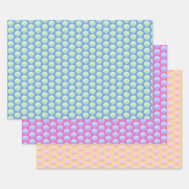 Vibrant Scallop Shells Wrapping Paper (Set)