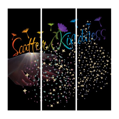 Vibrant Scatter Kindness Motivational Quote Triptych