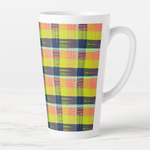 Vibrant Scribble Plaid Latte Mug