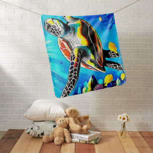 Vibrant Sea Turtle Dreamscape Baby Blanket