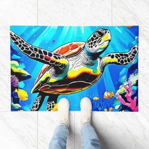 Vibrant Sea Turtle Dreamscape Doormat