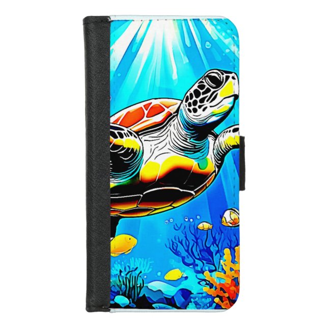 Vibrant Sea Turtle Dreamscape iPhone Wallet Case (Front)