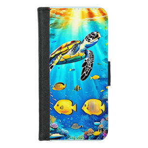 Vibrant Sea Turtle Reef Art iPhone 8/7 Wallet Case
